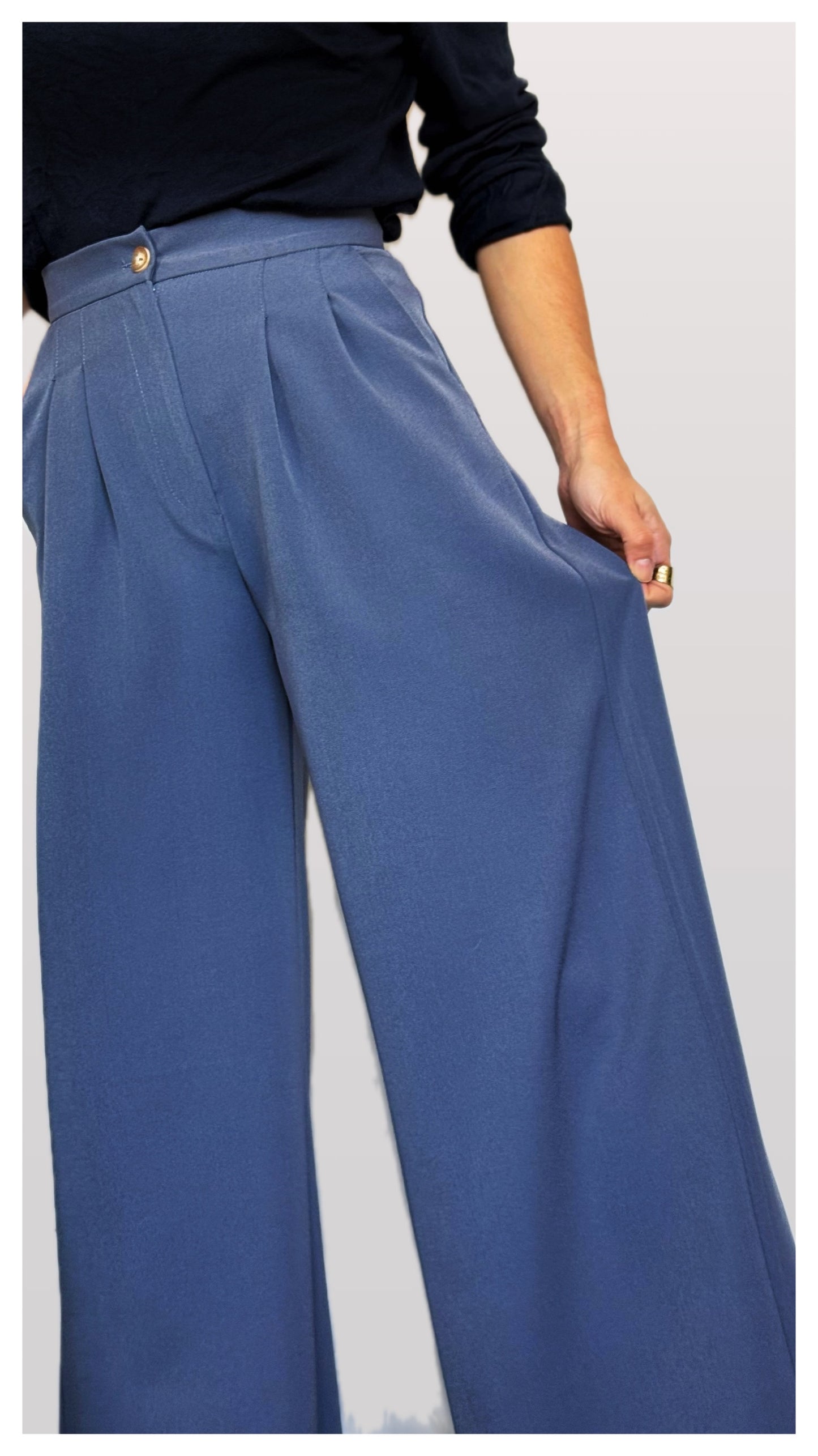 Pantalón Palazzo Azul Grisaceo