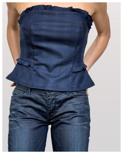 Top Palabra de Honor Azul Cuadros