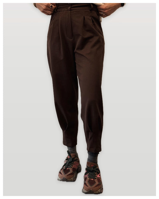 Pantalón Globo Puños Marrón Chocolate