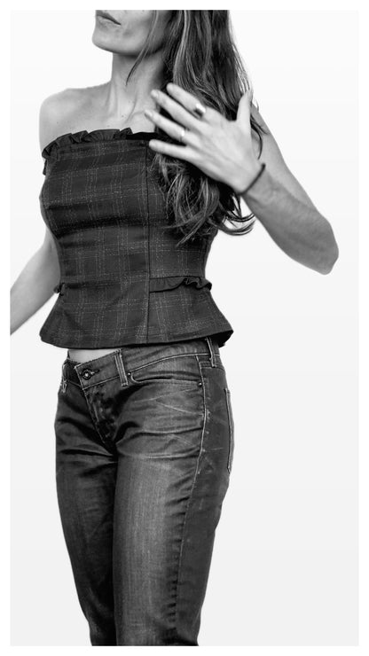 Top Palabra de Honor Azul Cuadros