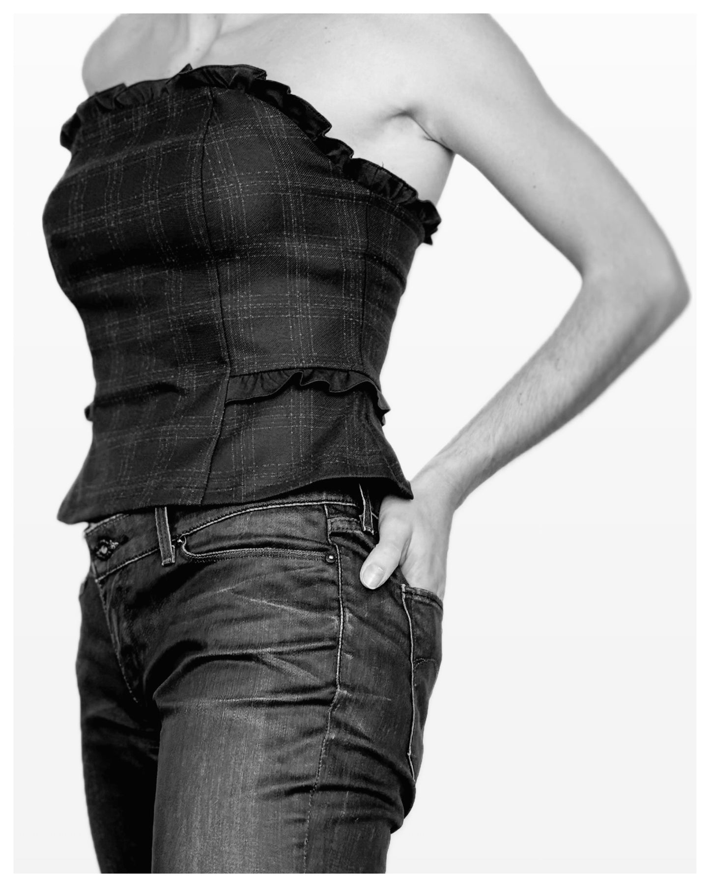 Top Palabra de Honor Azul Cuadros