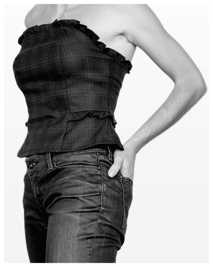 Top Palabra de Honor Azul Cuadros