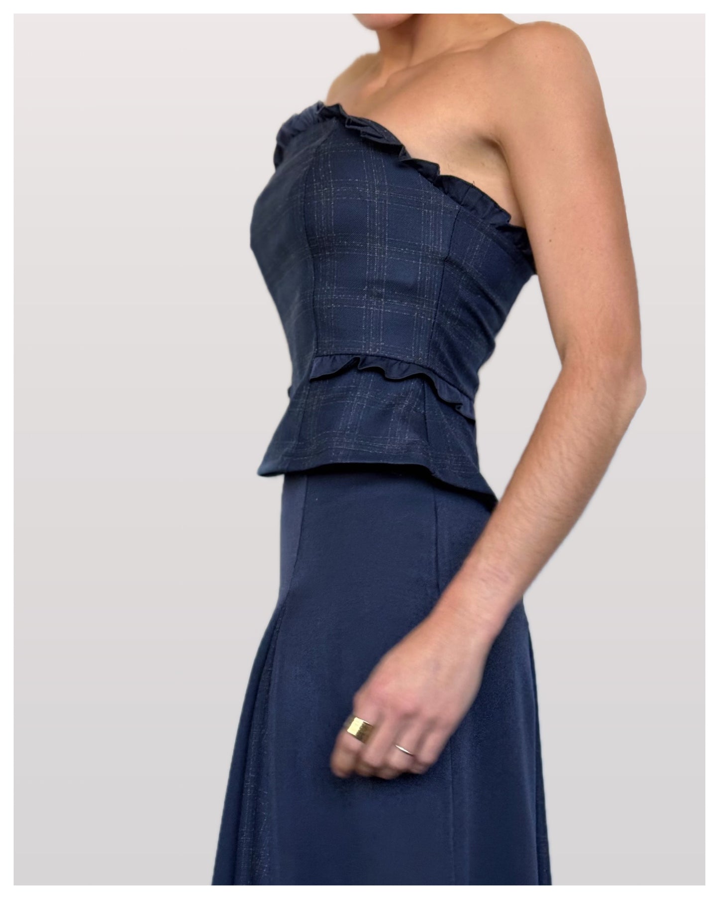 Top Palabra de Honor Azul Cuadros