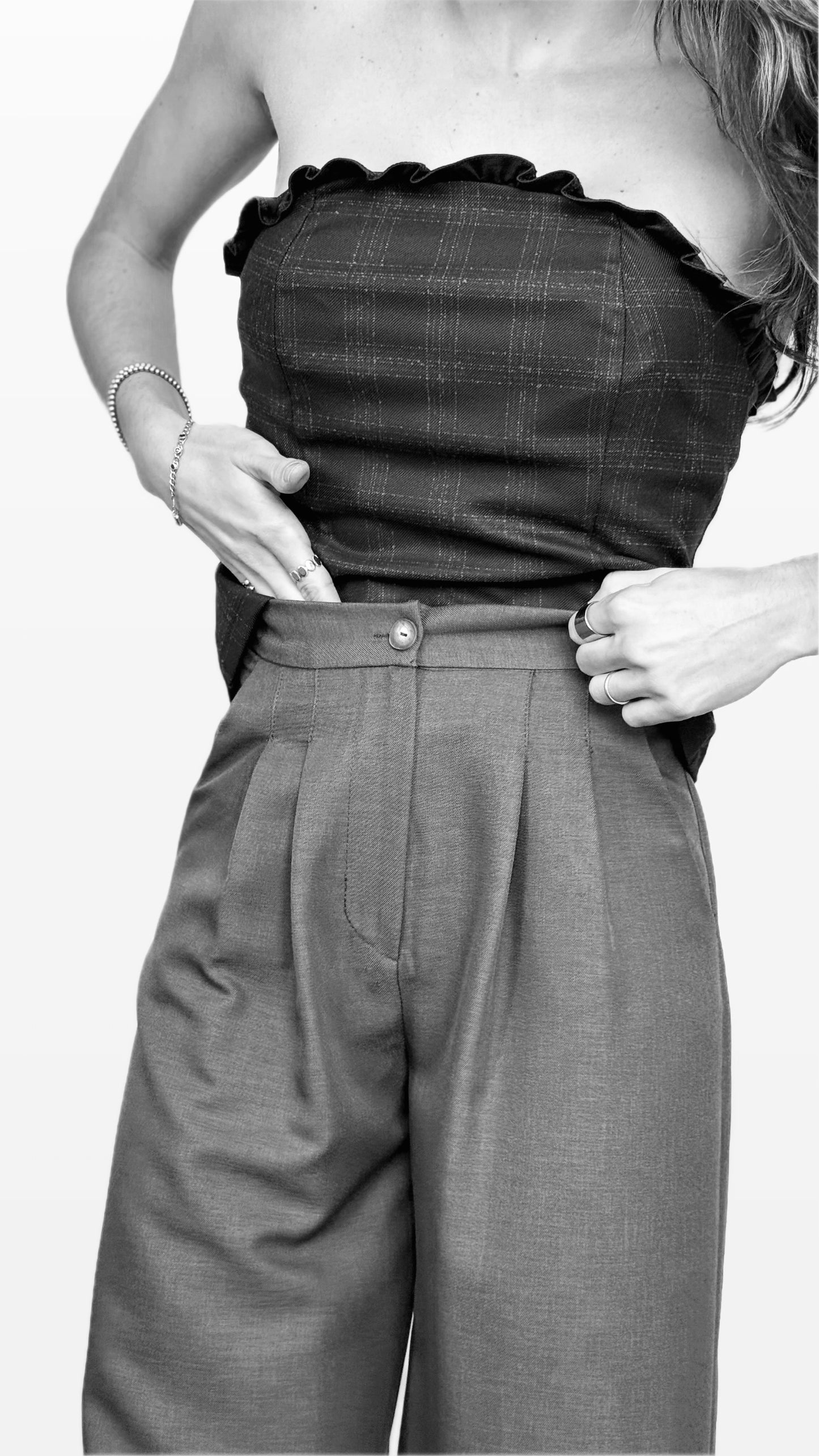 Top Palabra de Honor Azul Cuadros