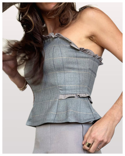 Top Palabra de Honor Gris Cuadros