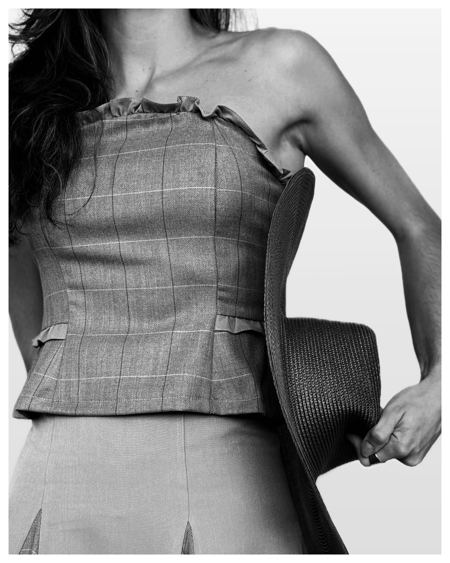 Top Palabra de Honor Gris Cuadros