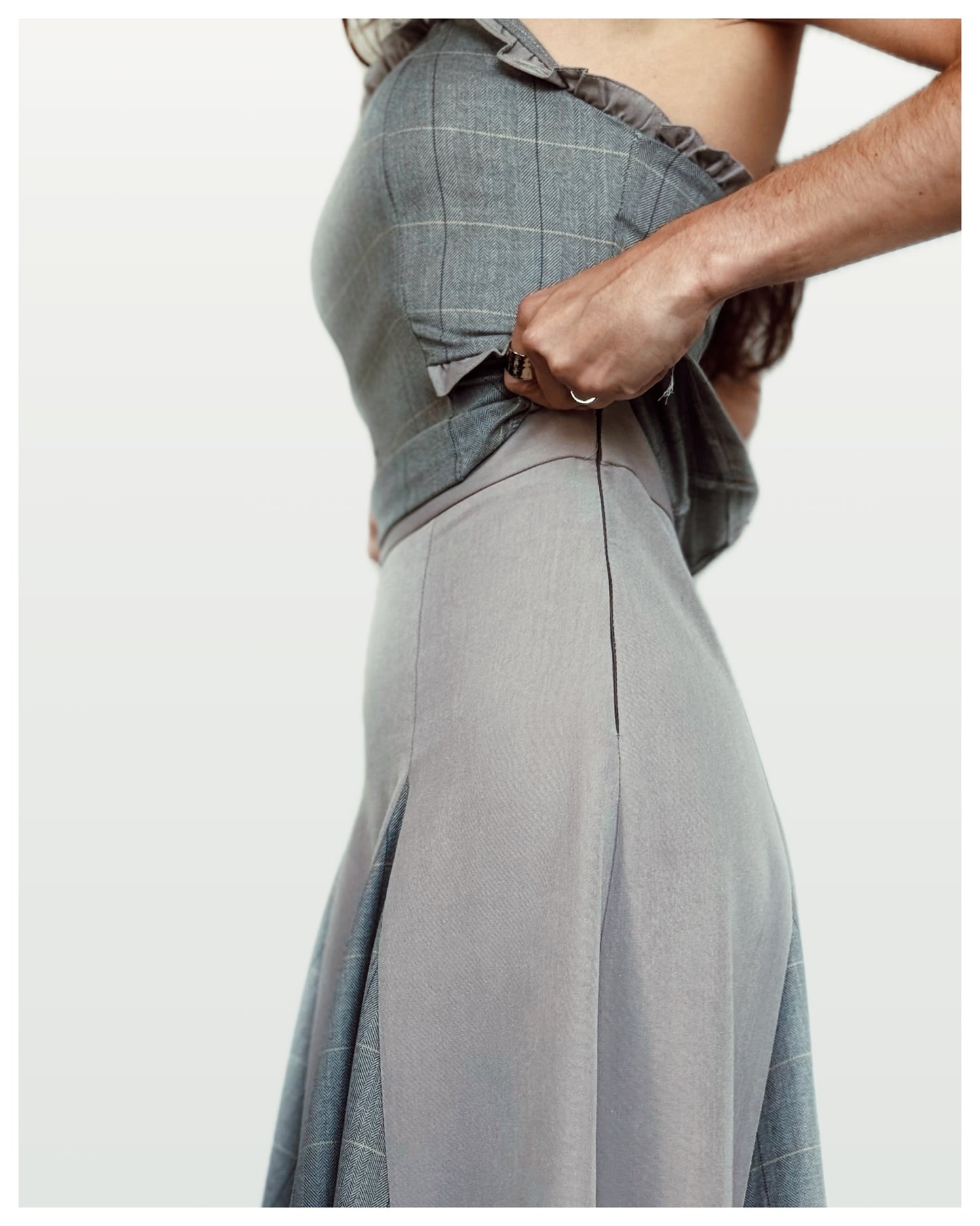 Top Palabra de Honor Gris Cuadros