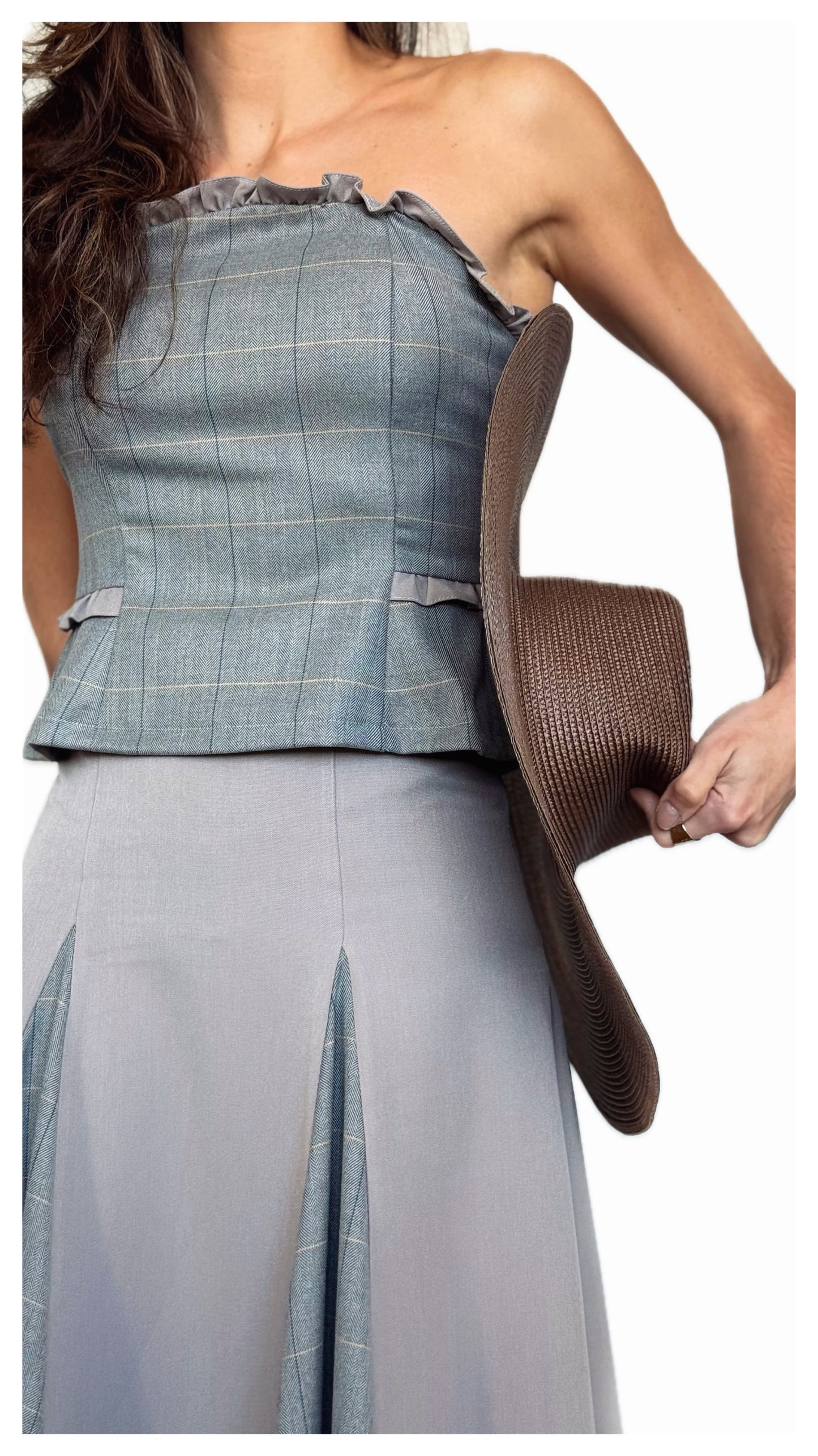 Top Palabra de Honor Gris Cuadros