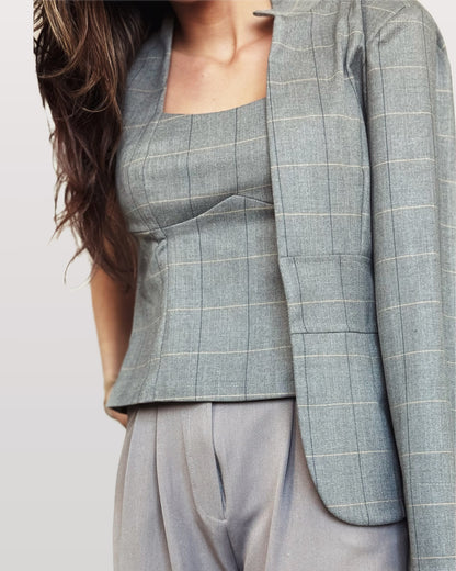 Top Corsetero Gris Cuadros