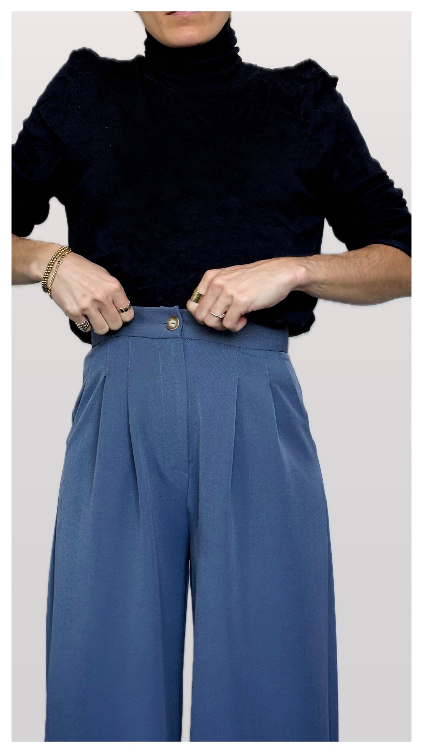 Pantalón Palazzo Azul Grisaceo