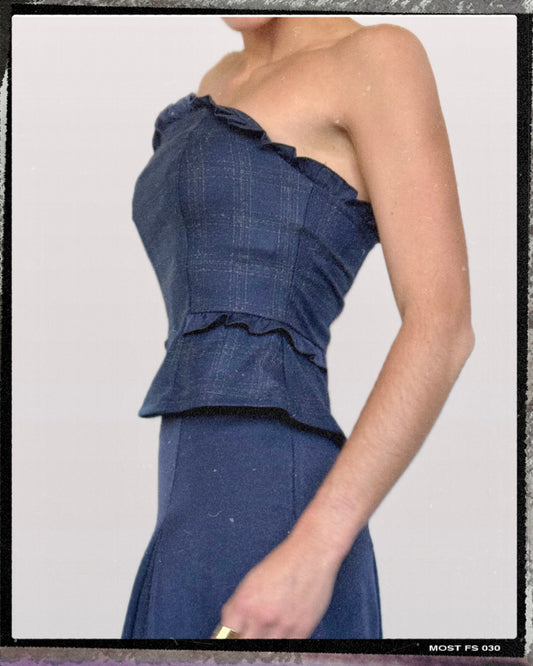 Top Palabra de Honor Azul Cuadros