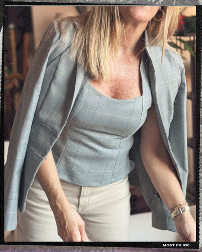 Chaqueta Fajín Gris Cuadros