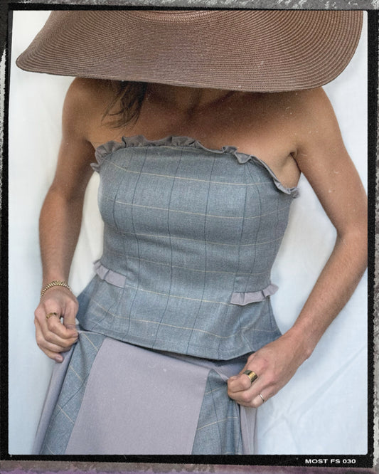 Top Palabra de Honor Gris Cuadros