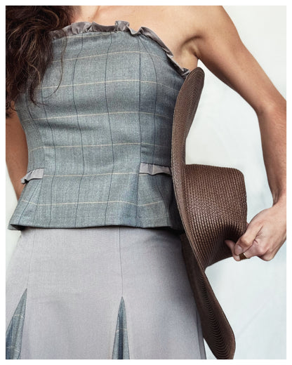 Top Palabra de Honor Gris Cuadros