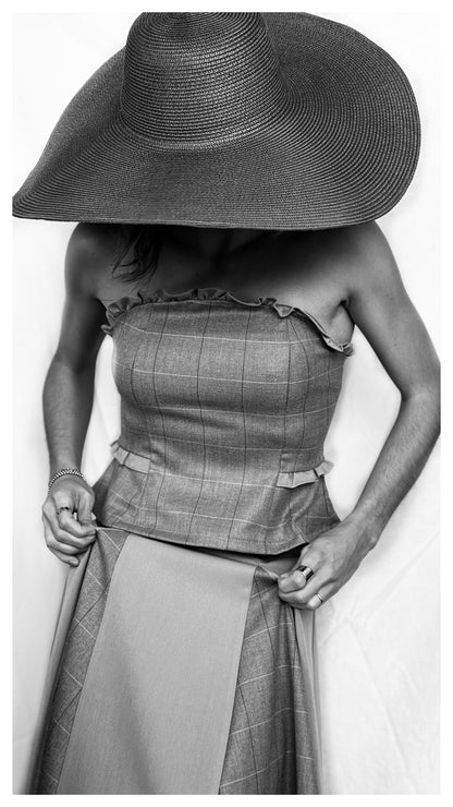 Top Palabra de Honor Gris Cuadros