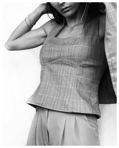 Top Corsetero Gris Cuadros