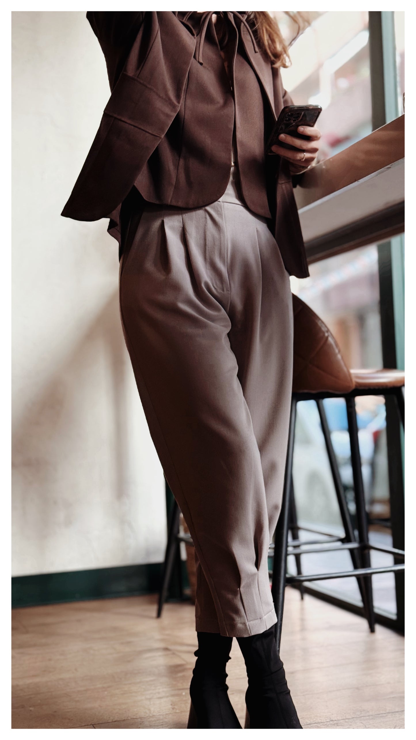 Pantalón Globo Puños Gris