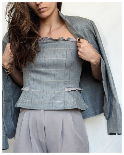 Chaqueta Fajín Gris Cuadros