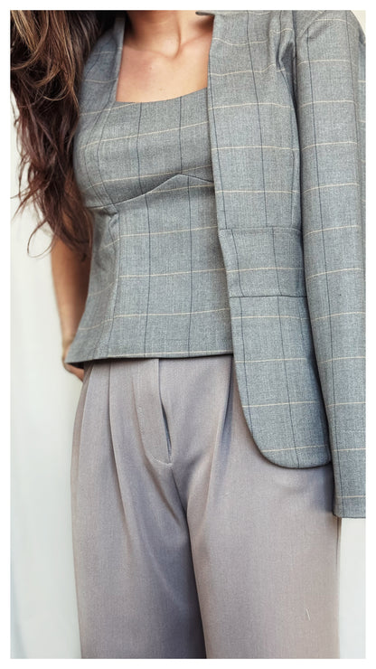 Chaqueta Fajín Gris Cuadros