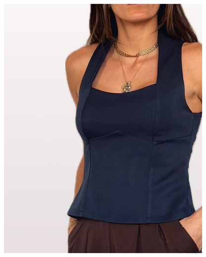 Top Corsetero Azul Marino